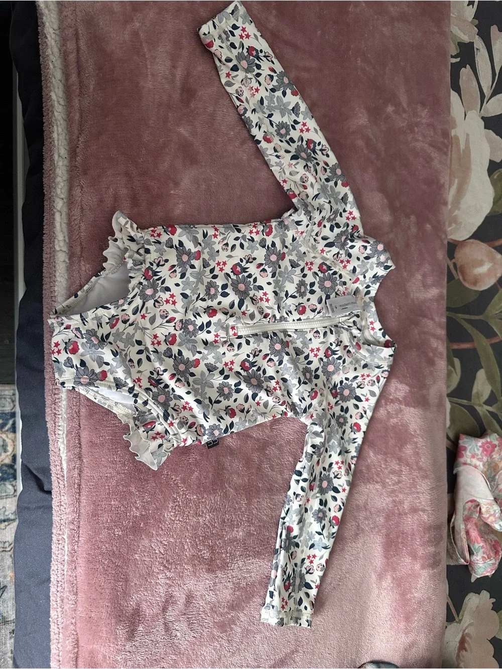 Gerber White Floral Long-Sleeve Kids Swim Bikini